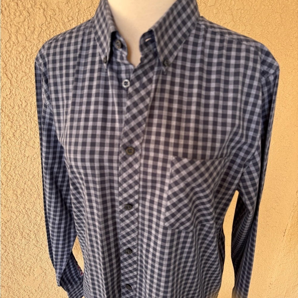 Ben Sherman Men's Plaid Blue and Gray Casual Button Down Long Sleeve Shirt M EUC - Picture 2 of 11